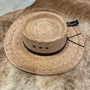 Saddleback Brand Handmade Palm Straw Hat, Western, Mexico Quemado, NEW!